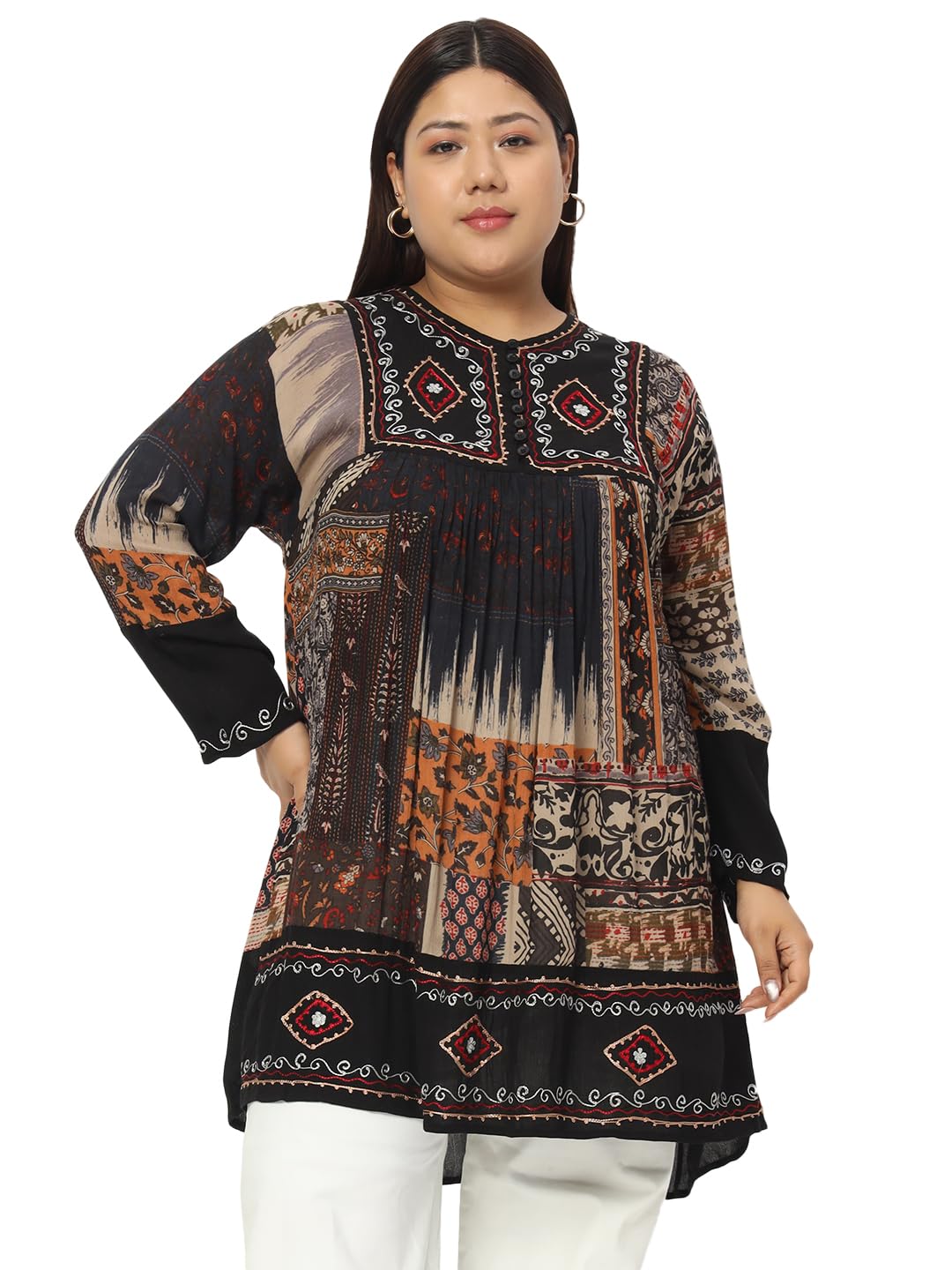 veldress21 Floral Printed Tunic Blouse Summer Fit and Flare Casual Stylish Longline Top for Women Plus Size-picture-18