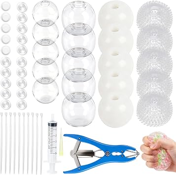 20CPS DIY Stress Ball Making Kit,Create Anxiety Relief Toys | Empty Stress Ball Skin with Expander & Vacuum Tool,Pressure Squishy Balls for Adult