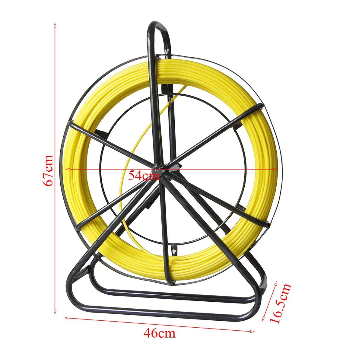 KATSU Fibra de Vidrio Rodder 6x100M con Soporte de Acero y Freno, Herramienta de Instalación de Cable Eléctrico de Fibra de Vidrio, Cable Tubería de Electricista Enhebrador de Cinta de Pescar