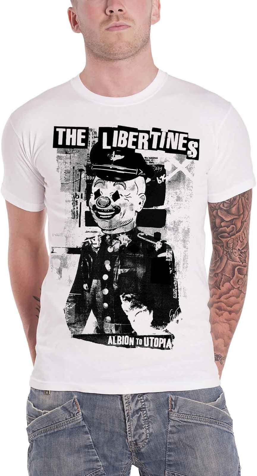 The Libertines T Shirt Albion To Utopia Album Band Logo Official Mens White Size XL