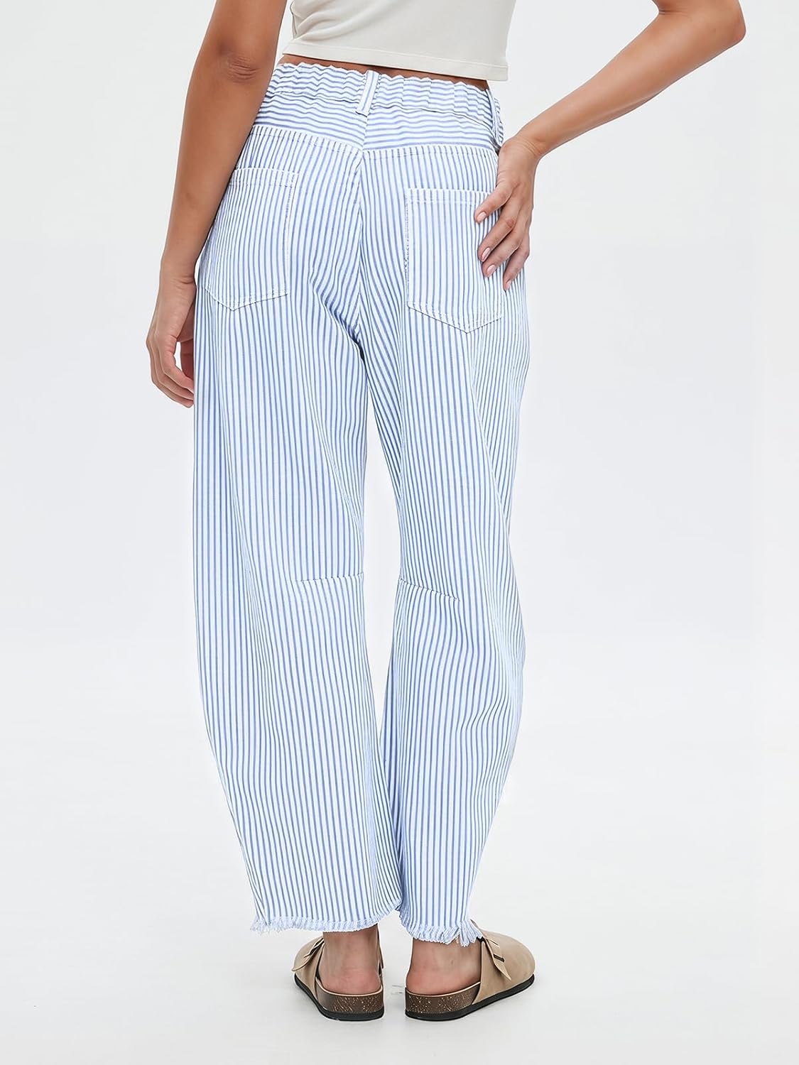 Kedera Women Stripe Barrel Jeans Casual Loose Denim Jeans Wide Leg Baggy Pants Mid Waist Boyfriend Jeans Y2k