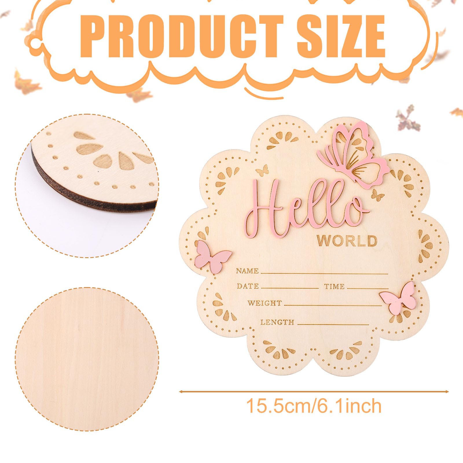 NQEUEPN Carte Mensuelle Bebe Bois, 15,5cm Panneau Hello World en Bois Cartes Étapes Bébé Plaques de Nom de Naissance pour Nouveau-Nés Accessoires Photo pour Fête Prénatale Crèche (Rose)