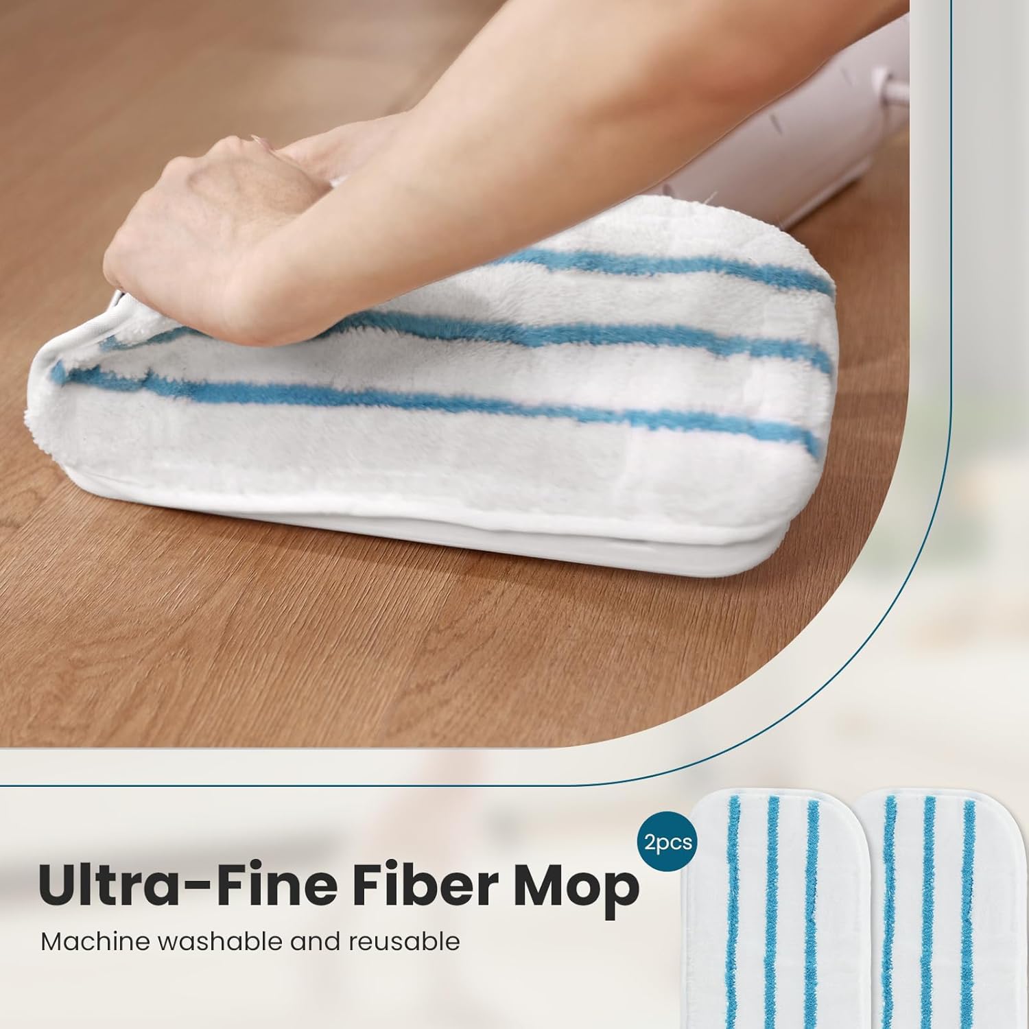 Steam Mop with Natural Sanitization, Floor Steamer, Tile Cleaner, and Hard Wood Floor Cleaner with Flip-Down Easy Scrubber, White