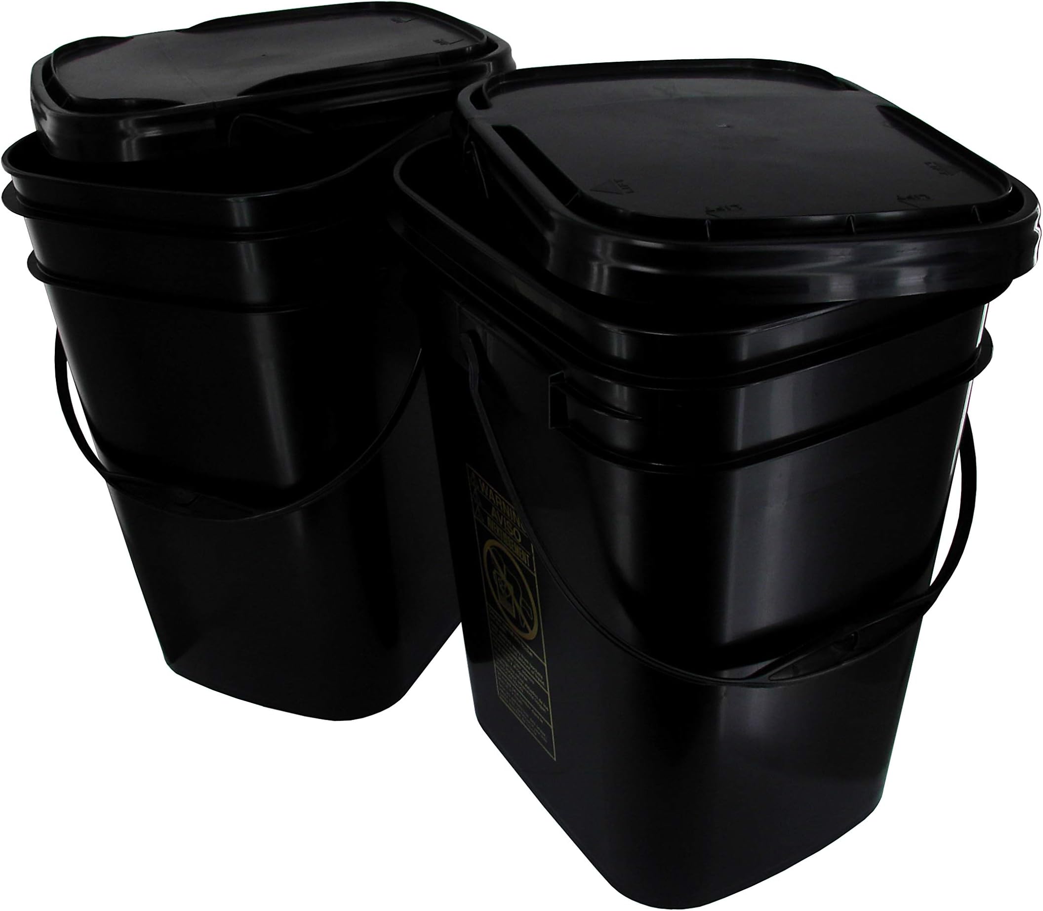 Amazon.com: Black Rectangular Bucket 5.3-Gallon Bucket with Black Snap ...