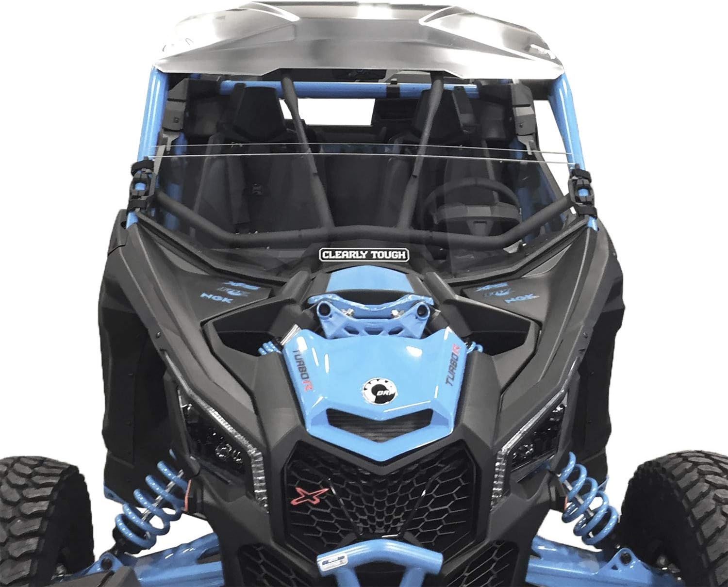 Half Windshield for the Can Am Maverick X3 - Scratch Resistant SxS UTV Windshield. The Ultimate in Side By Side Versatility! Easy On or Off! Premium polycarbonate w/Hard Coat Made in America!