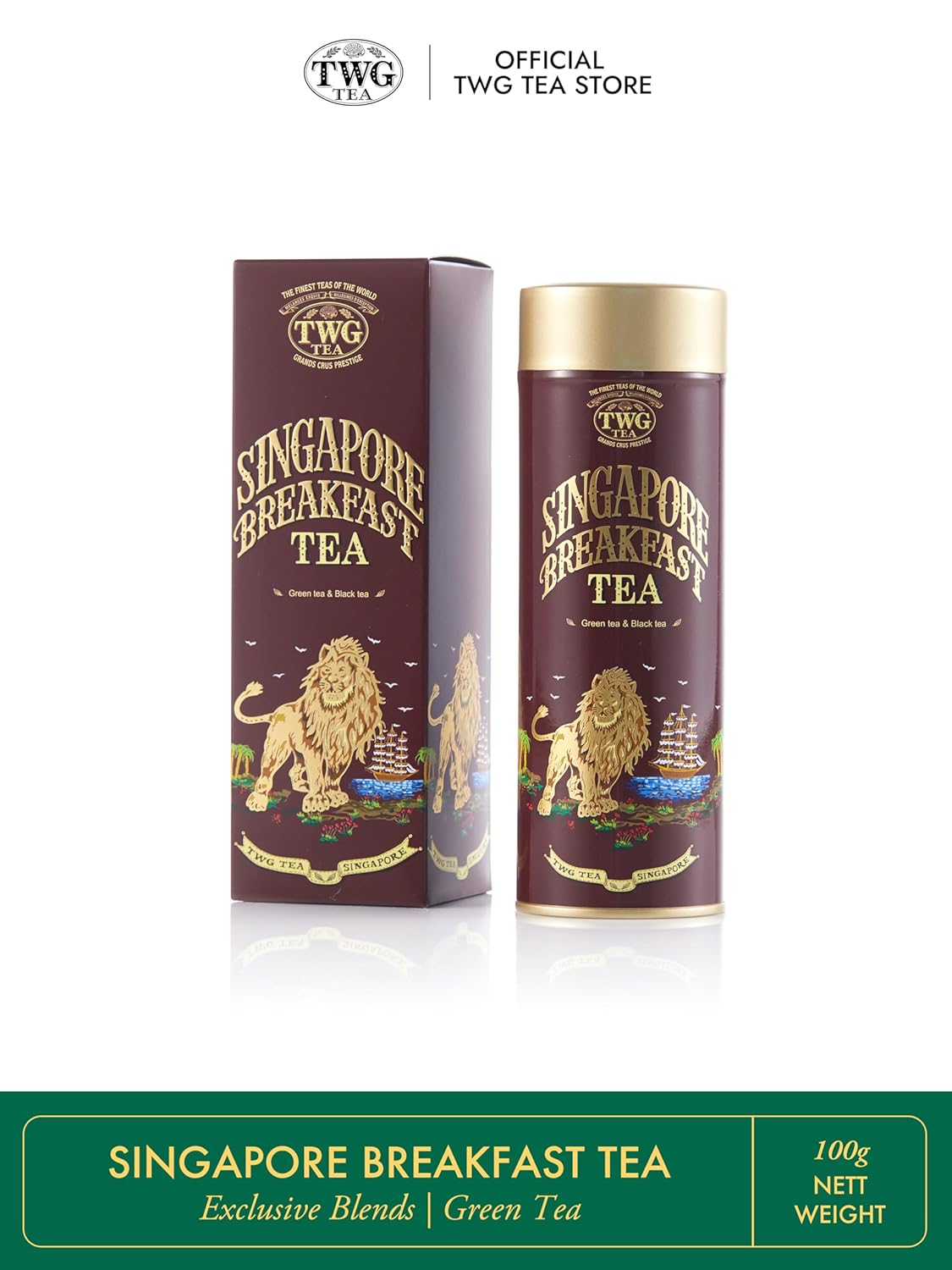 TWG Tea | Singapore Breakfast Tea | Black Tea & Green Tea | Vanilla & Spices | Haute Couture Tin, 100g | Gift Set