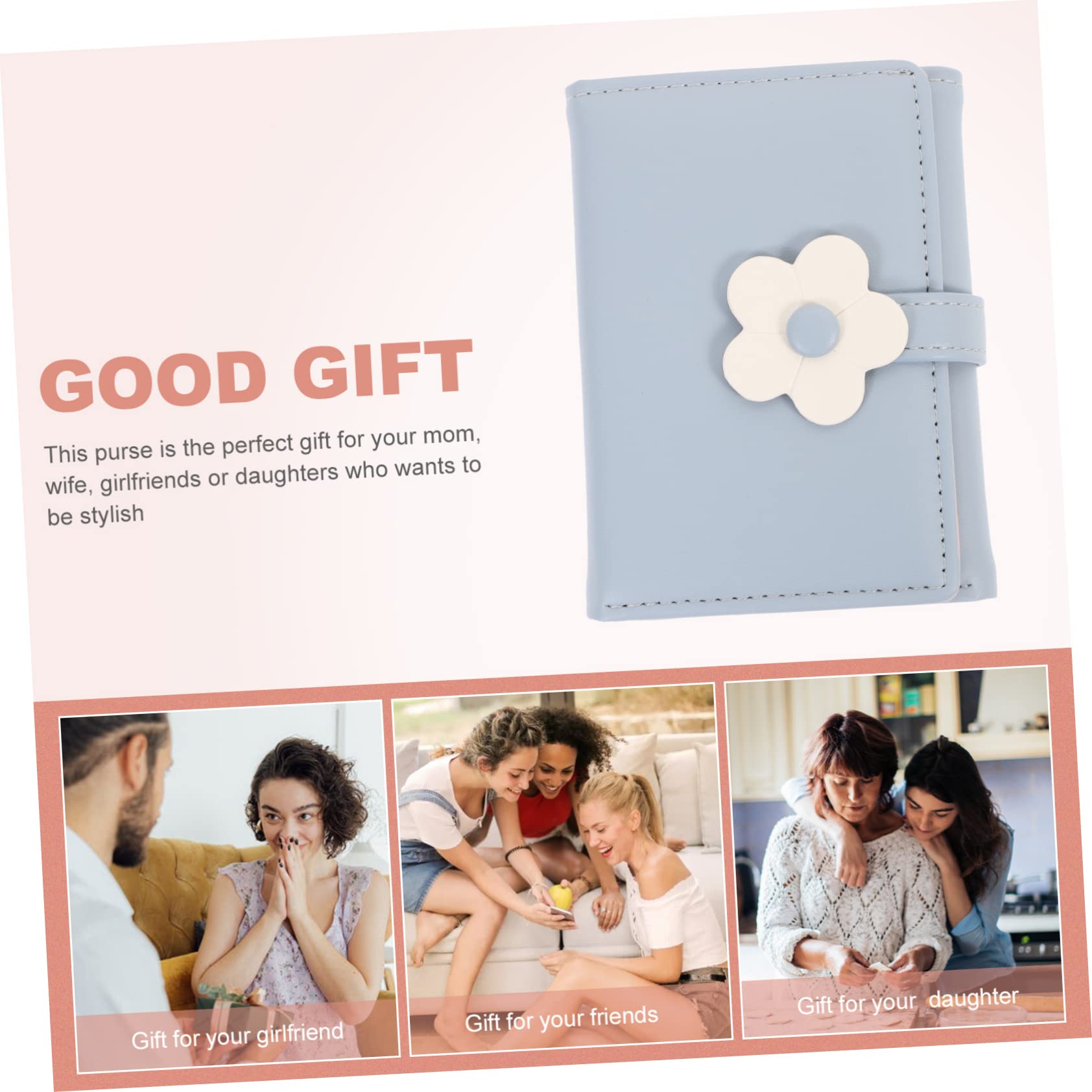 4piezas Cartera Pequeña De Mujer Diseño Floral Billetera De PU Tarjetero y Monedero para Uso Diario y Ocasiones Especiales