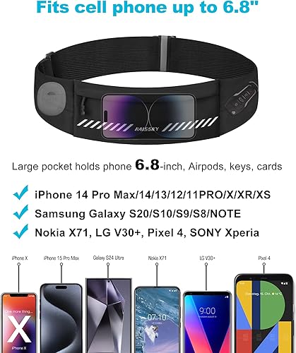 Miniatura 2 de HAISSKY Cangurera para cinturón de correr, paquete de cintura delgada para mujeres y hombres, soporte de teléfono para correr, bolsa de correr para