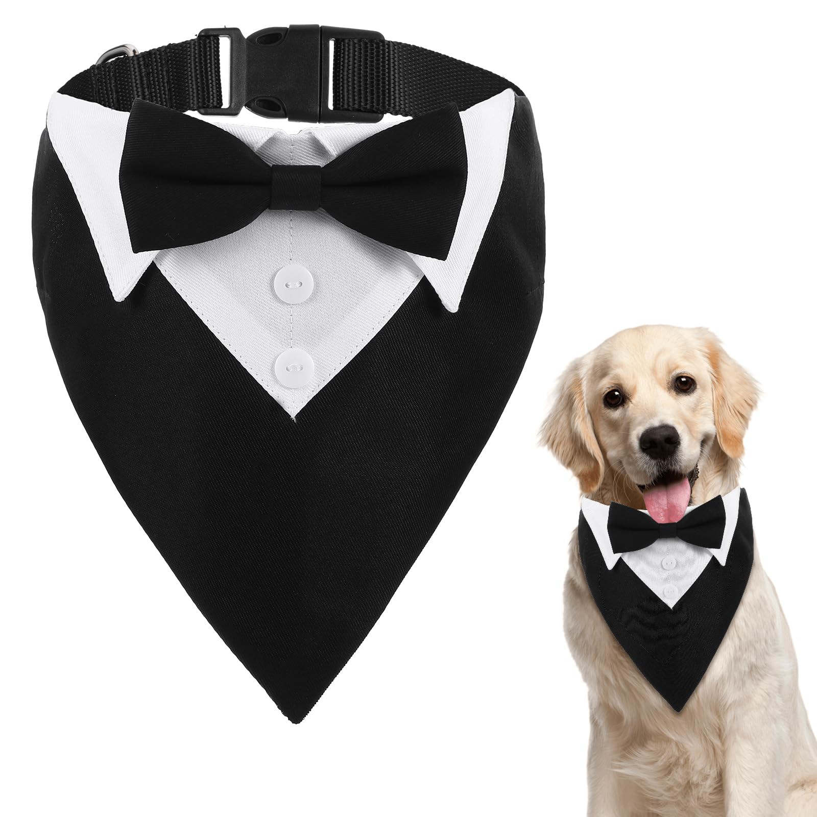 Larrel Formeller Hunde Smoking, Hunde Smoking Fliege Verstellbare Hund Fliege Bandana Halsband Hochzeit Party Hundehalstuch Baumwolle Bandana Hundehalsband für Hochzeit Geburtstag Kostüme