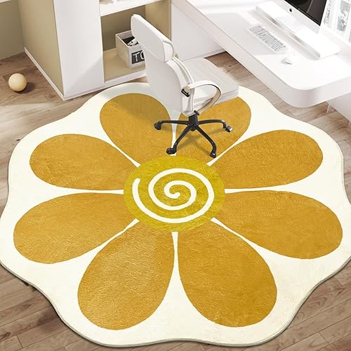 Miniatura 4 de USTIDE Alfombra redonda grande de 63 pulgadas, alfombra circular floral para sala de estar, dormitorio, lavable y suave, alfombra de piso para
