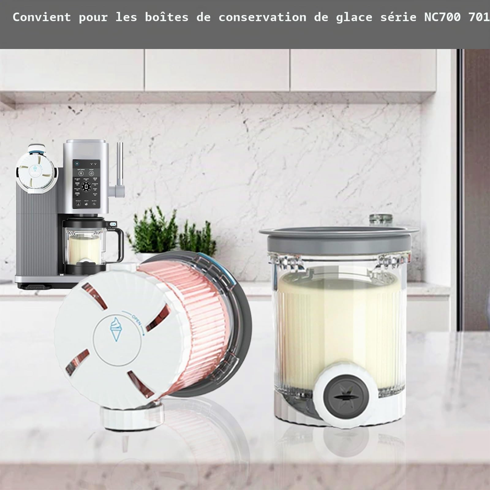 BestYiJo Gobelet et couvercle de rechange compatibles avec les machines à glace et à glace à glace Ninja Creami Swirl NC701 Série NC700 - Récipient à gobelet de 16 oz, sans BPA et passe au
