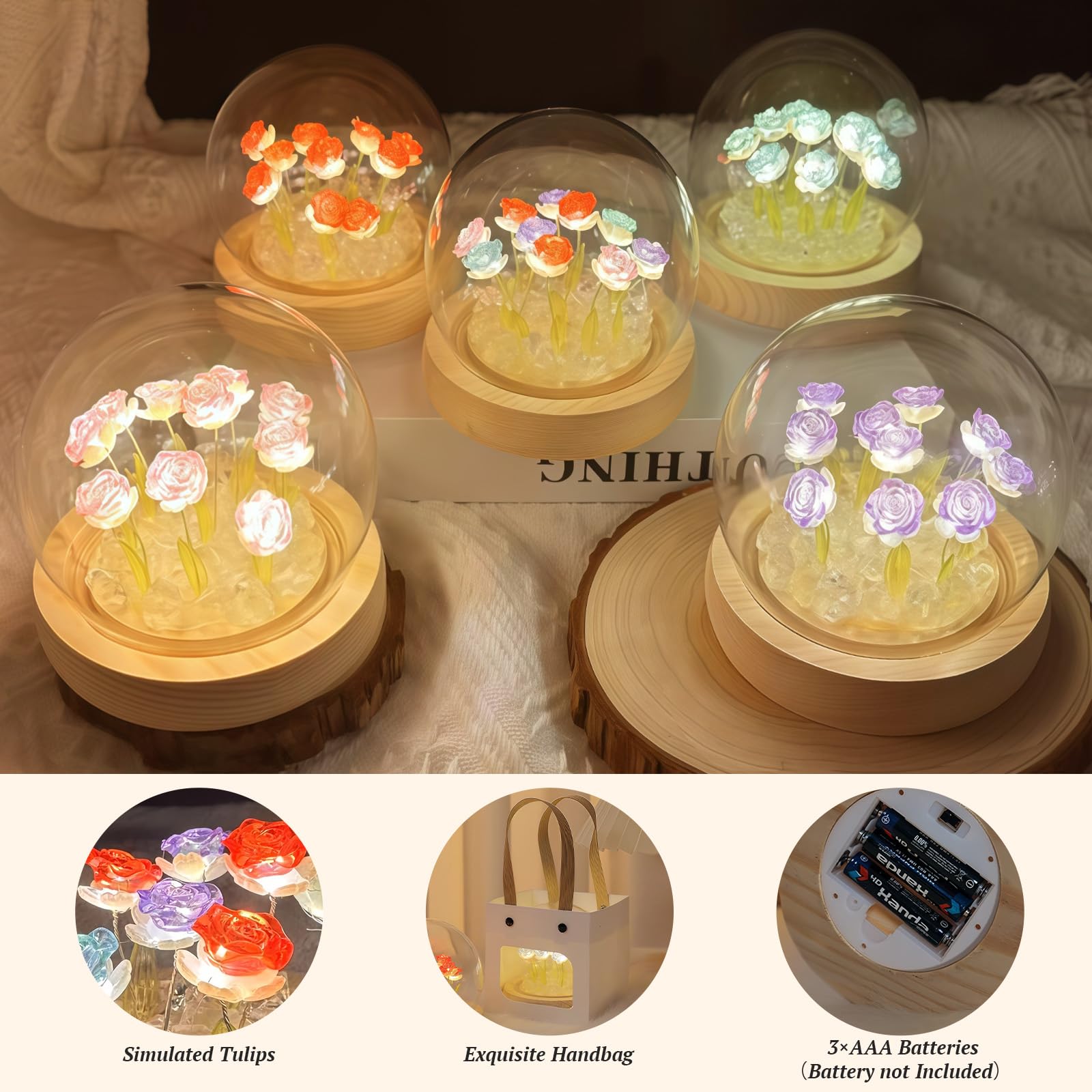 AWSOLAR Blue Rose Lamp, Forever Rose Lights, Flower Lamp, Light up Rose Gift, Rose, Blue - Image 3