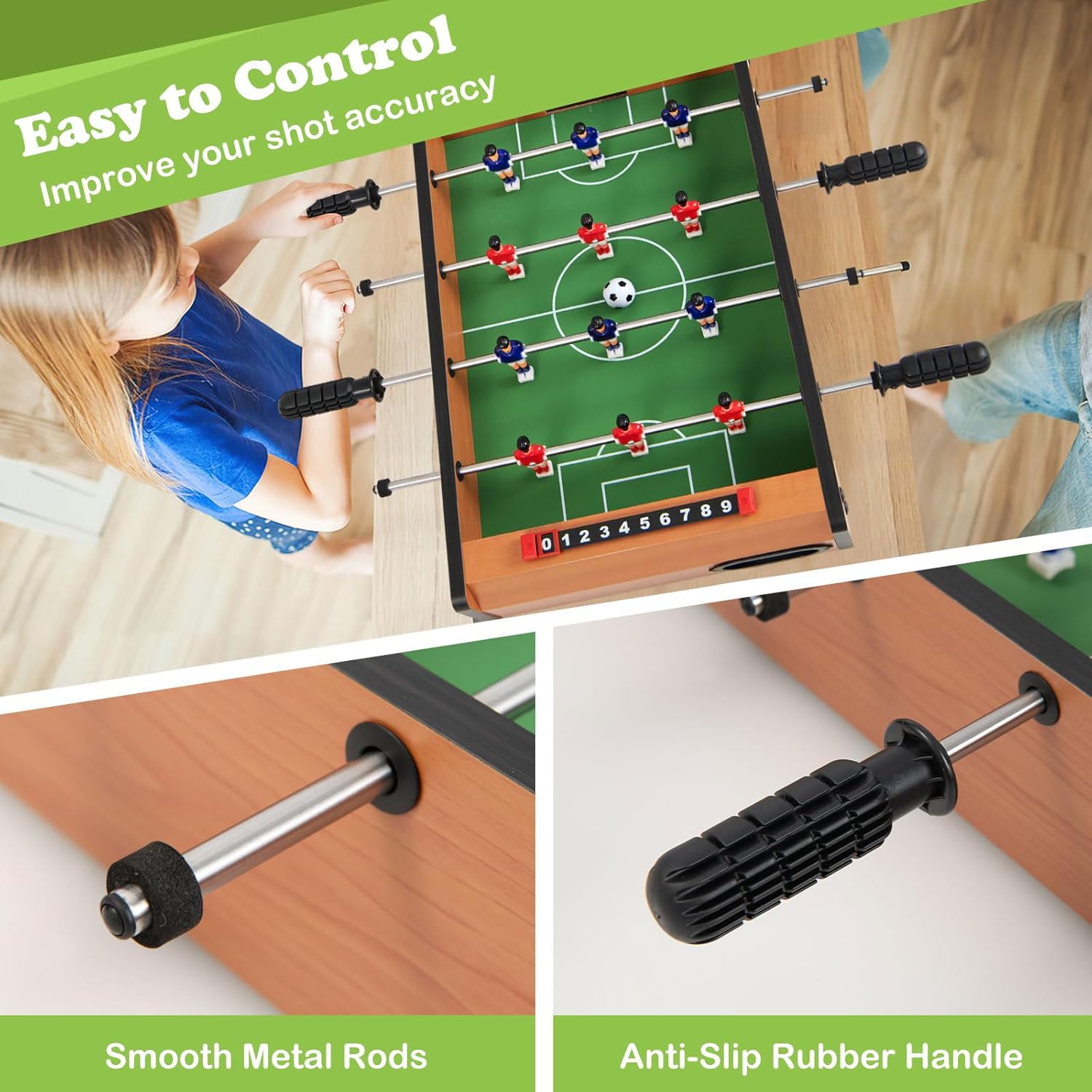 GYMAX Foosball Table, 20" Mini Foosball Table with 2 Balls for Kids, Table Top Foosball for Game Room Home Office Dorm