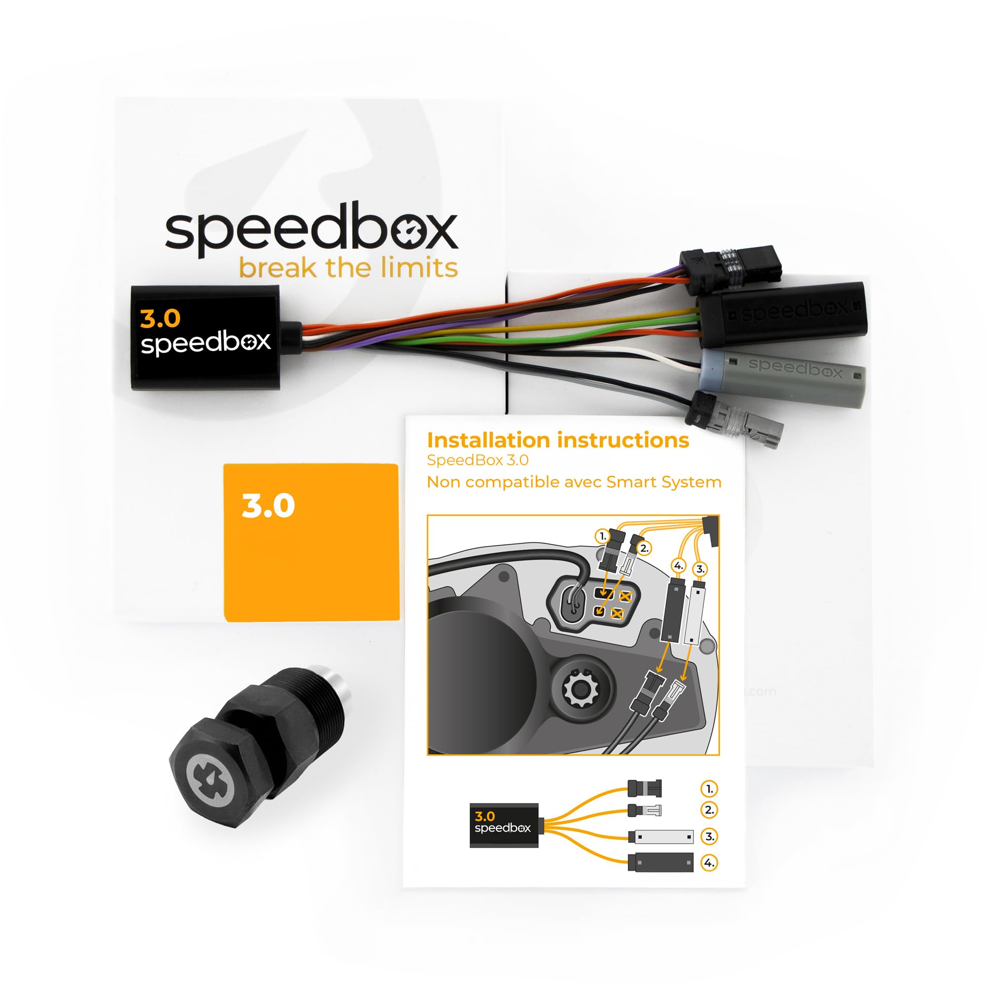 SpeedBox 3.0 Compatible avec Bosch/Puce de Tuning + extracteur de manivelle pour vélos électriques avec Les Moteurs Bosch 2017-2024