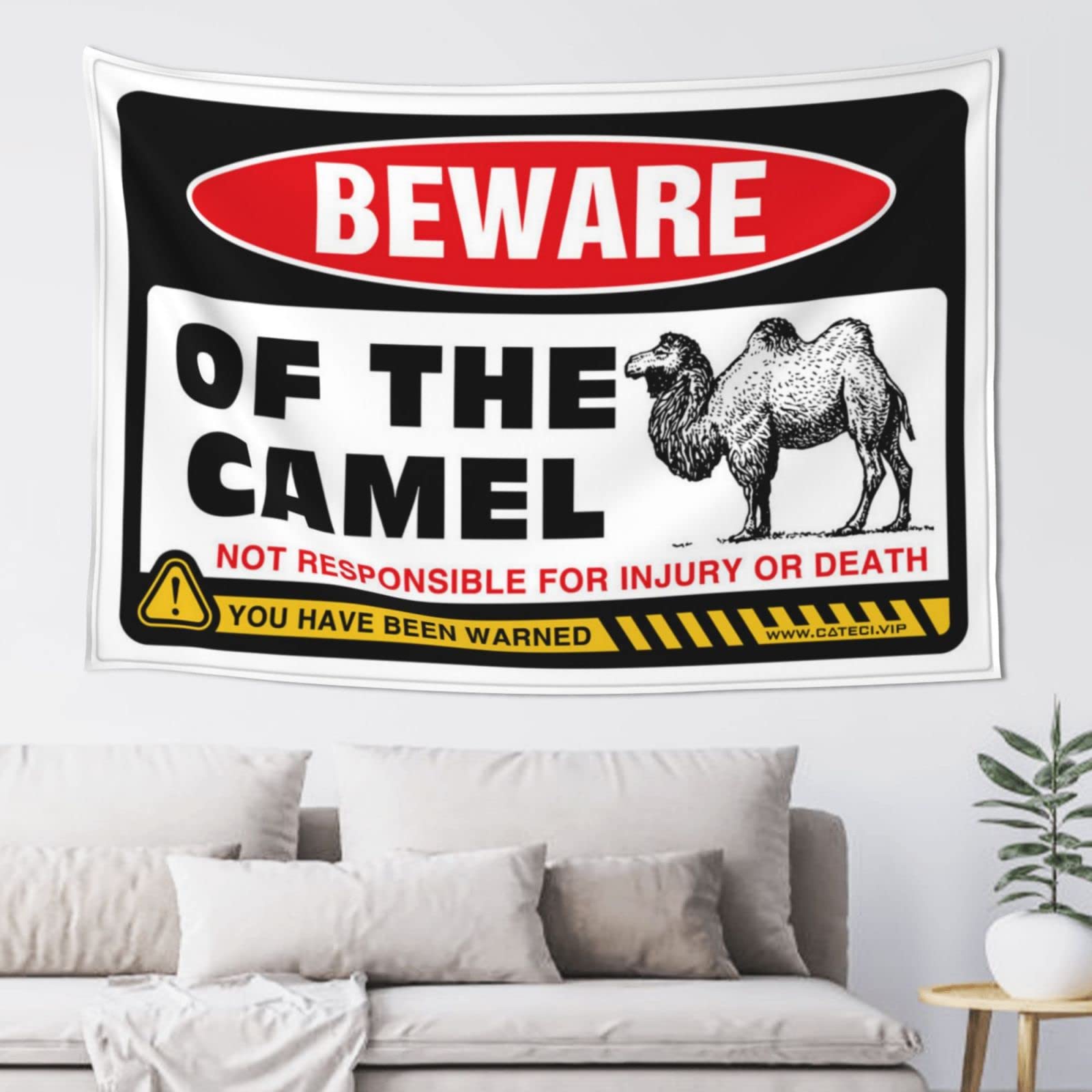 PRAVOXI Funny Sogns Beware Of Camel Tapestry Tapestries For Bedroom Aesthetic Tapestry(75X100CM)