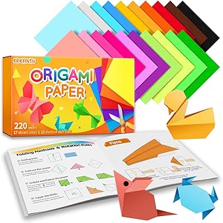 Origami Paper, Double Sided Color Origami Paper kit, 220 Sheets Multicolor Square Easy fold paper with Origami manual for Beginner, Paper & Paper Crafts DIY Projects(6x6inch)