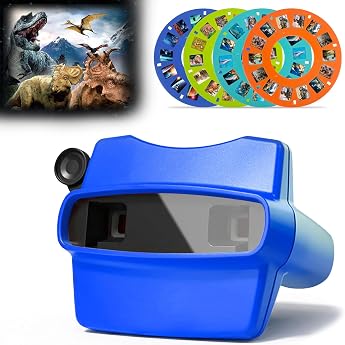Pup Go Blue 3D Viewer for Children Aged 3+ 4 Discs - Dinosaurs Animals Ocean & Space 28 HD Pictures Retro Classic Slide Viewer Educational STEM Learning Toy
