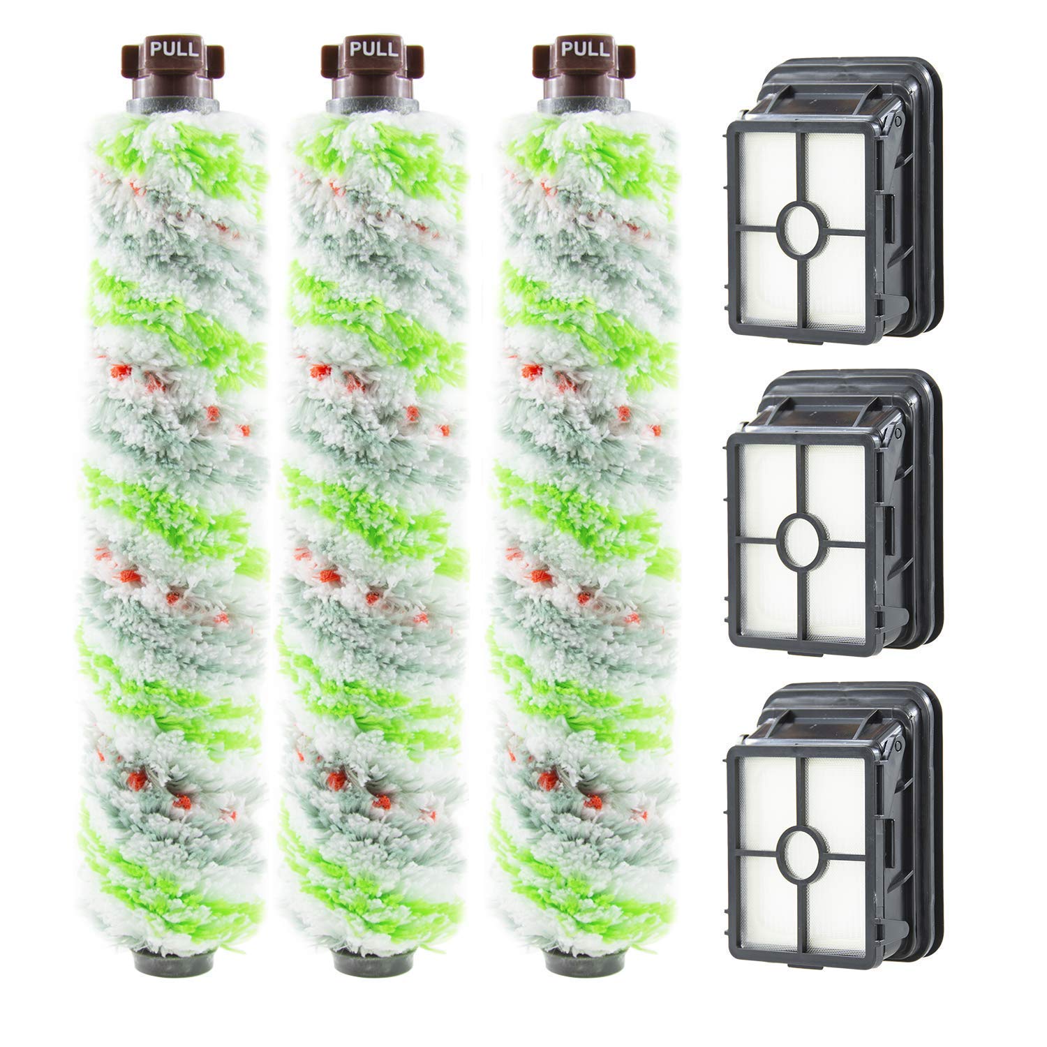 Andifany 3 Pack Multi Surface Pet Brush Roll 2306 and 3 Pack 1866 Vacuum Filter Compatible with Crosswave 1785 2306 2551 Wet Dry Vacuum Cleaner