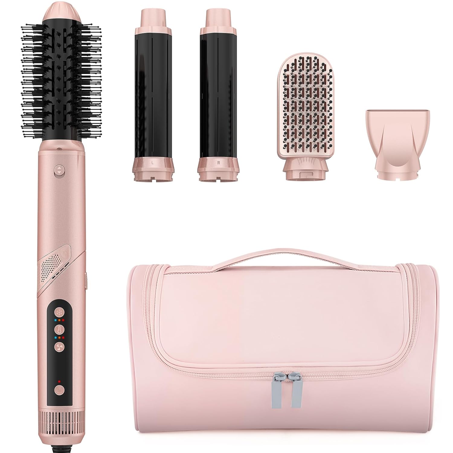 MESCOMB Professional Air Styling & Drying System - Powerful Hair Dryer Brush - Multi-Styler with Auto-Wrap Curlers, Paddle Brush, Oval Brush, Styling Concentrator, No Heat Damage, Portable Travel Case