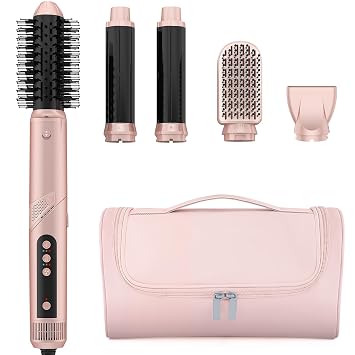 MESCOMB Professional Air Styling & Drying System - Powerful Hair Dryer Brush - Multi-Styler with Auto-Wrap Curlers, Paddle Brush, Oval Brush, Styling Concentrator, No Heat Damage, Portable Travel Case