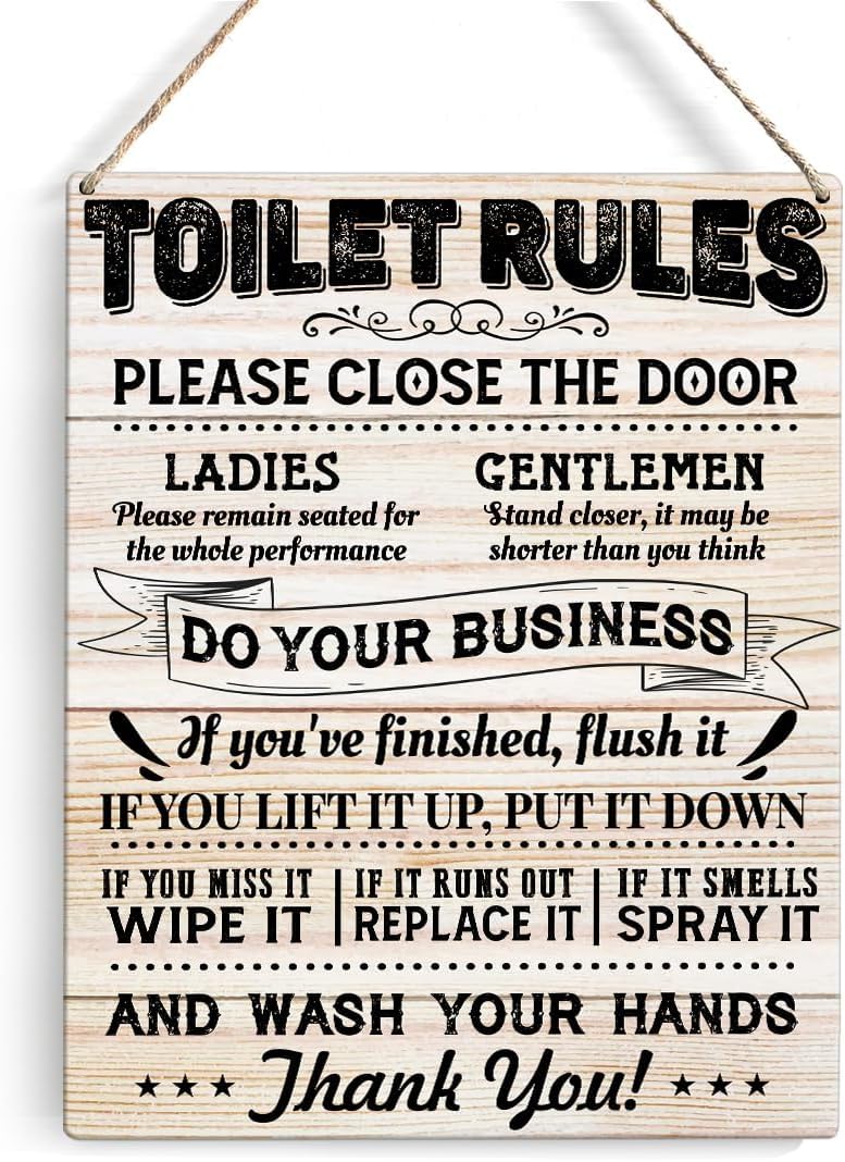 out     ❁toilet♪ドアプレート❁∗︎*゜ Amazon.com : Toilet Rules Signs Wall Decor Rustic Please Close the