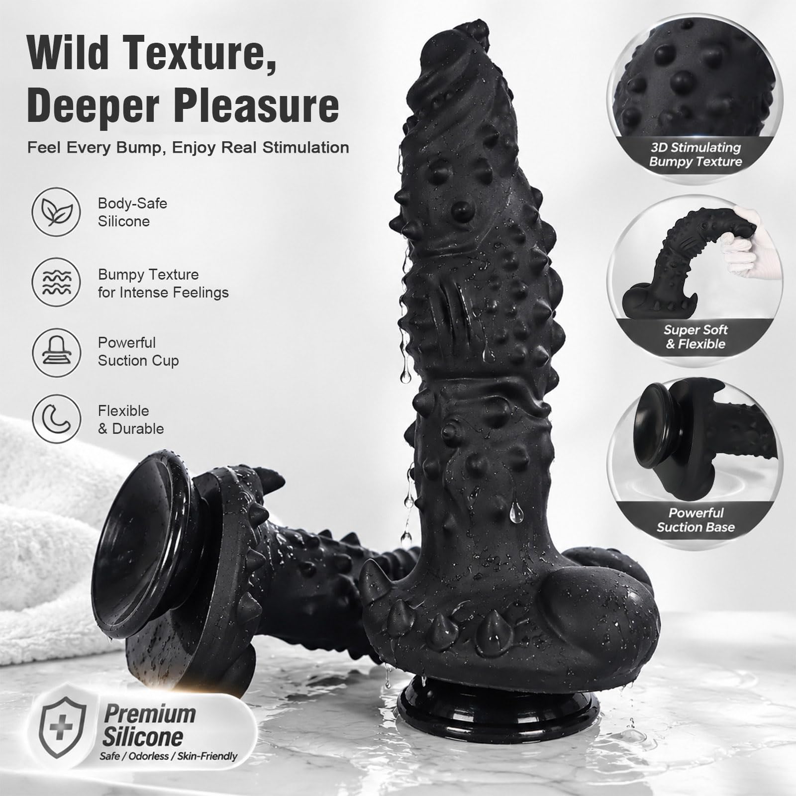 Fantasy Dildo Realistischer Monster Dildos Alien Penis Silikon Analdildo Mit Saugnapf Analspielzeuge G-Punkt Groß Anal Plug Masturbation Extrem Sexspielzeug Für Frauen Männer (Schwarz-XXL)