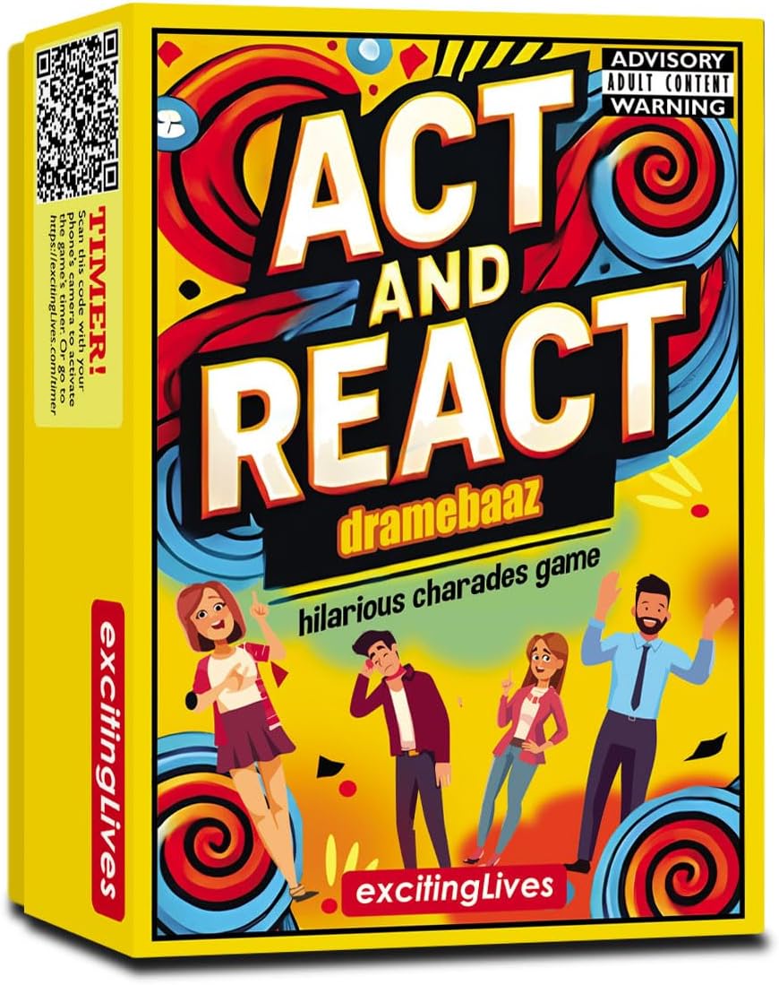 exciting Lives Act and React Dumb Charades Game - Fun Conversation Party Game for Adults, Gift for Christmas, Christmas Day, Birthday, Anniversary, for Friends & Family, Close Friends, Boyfriend