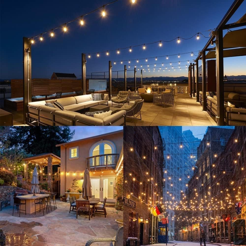 Bombillas LED S14 de 2W, 2700K luz blanca cálida, Paquete de 25 | Base E27, bombillas LED Edison para luces de cadena, no regulables, 2W equivalente a una bombilla incandescente de 20W