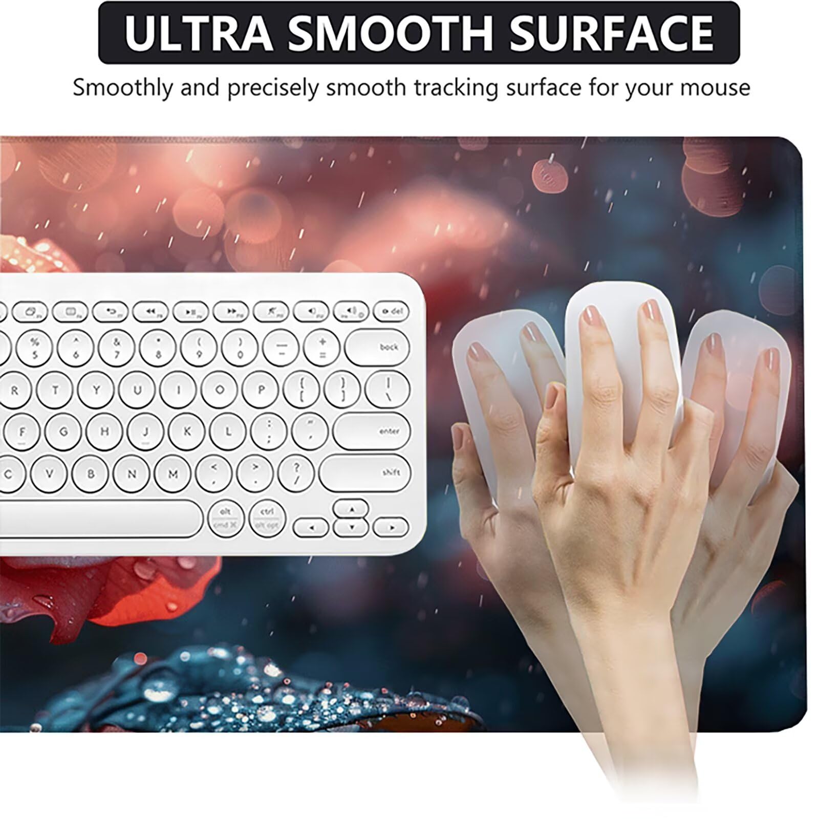 Rosa Alfombrilla Ratón Gaming XXL 1500x800mm, Alfombrilla Gaming Rosa Mousepad con Base de Goma Antideslizante, Impermeable Desk Mat para Teclado y Raton, Accesorios Gaming, Regalos de Hombre E-L