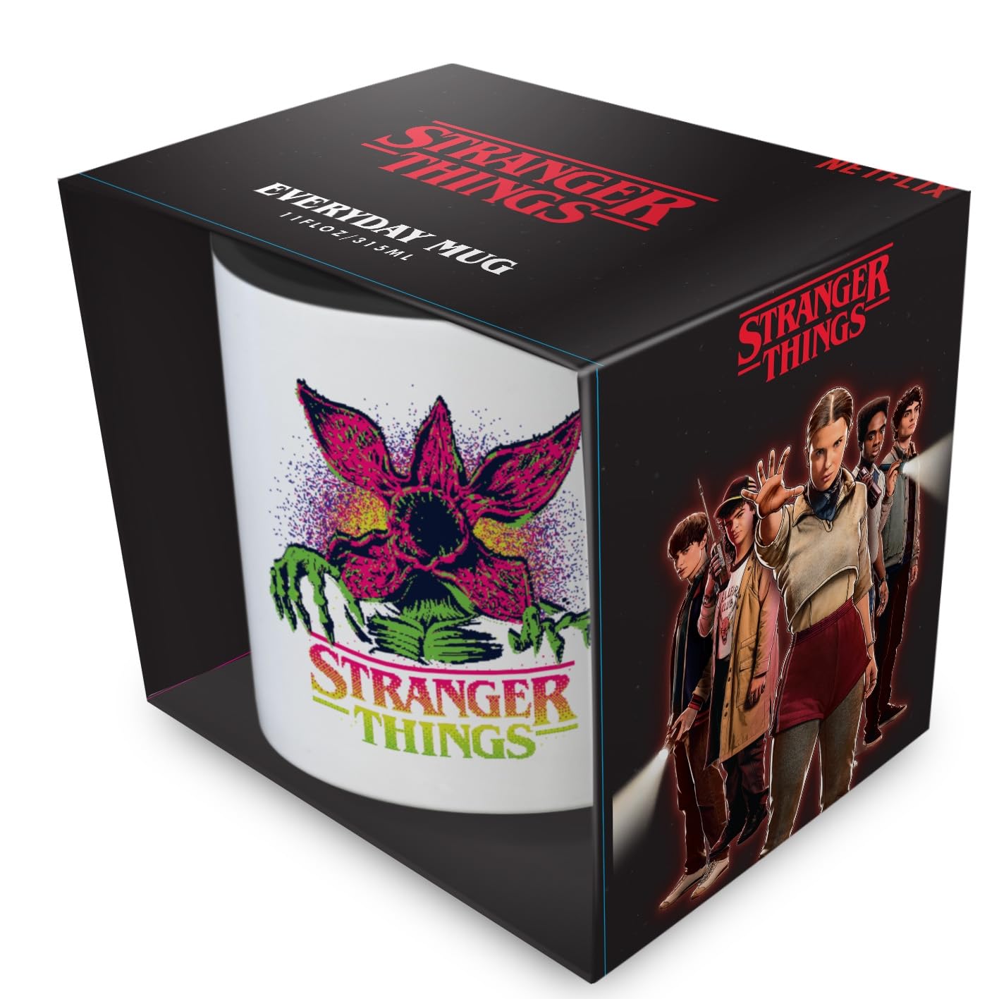 Stranger Things Mug, 315ml / 11oz Ceramic Cup, (Demogorgon Colours) Coloured Inner, Official Netflix Licensed Product, Horror Sci-Fi Drinkware for Fans & Collectors