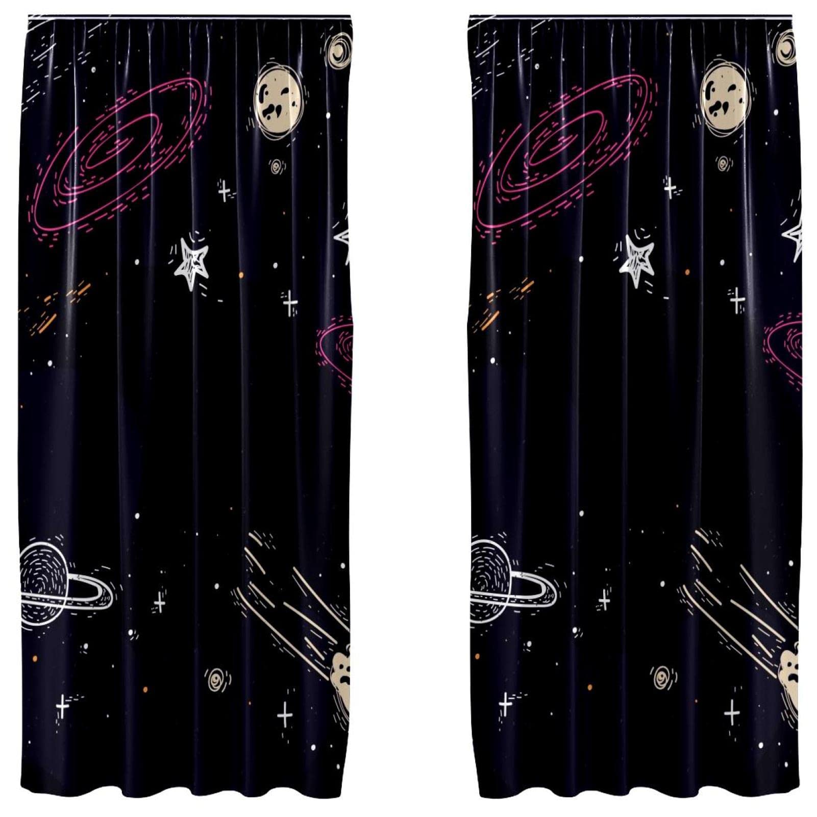 Cortinas decorativas Space Black de tejido ligero, pack de 2 paneles para ventana de 55x84"