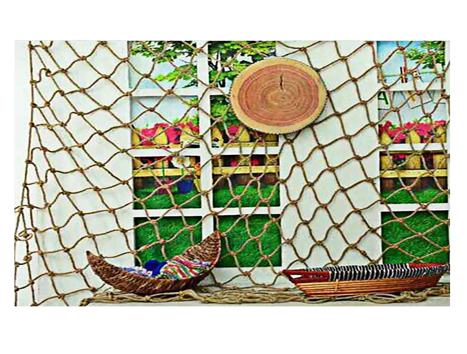 8mm Braided Hemp Rope Net Baby Balcony Safety Net Stairs Fall Prevention Nets Garden Decoration Net Anti-Fall Protective Netting 2*3M Safety Protection Net Multiple Sizes Availab(Size:5*6m（16*20ft）)