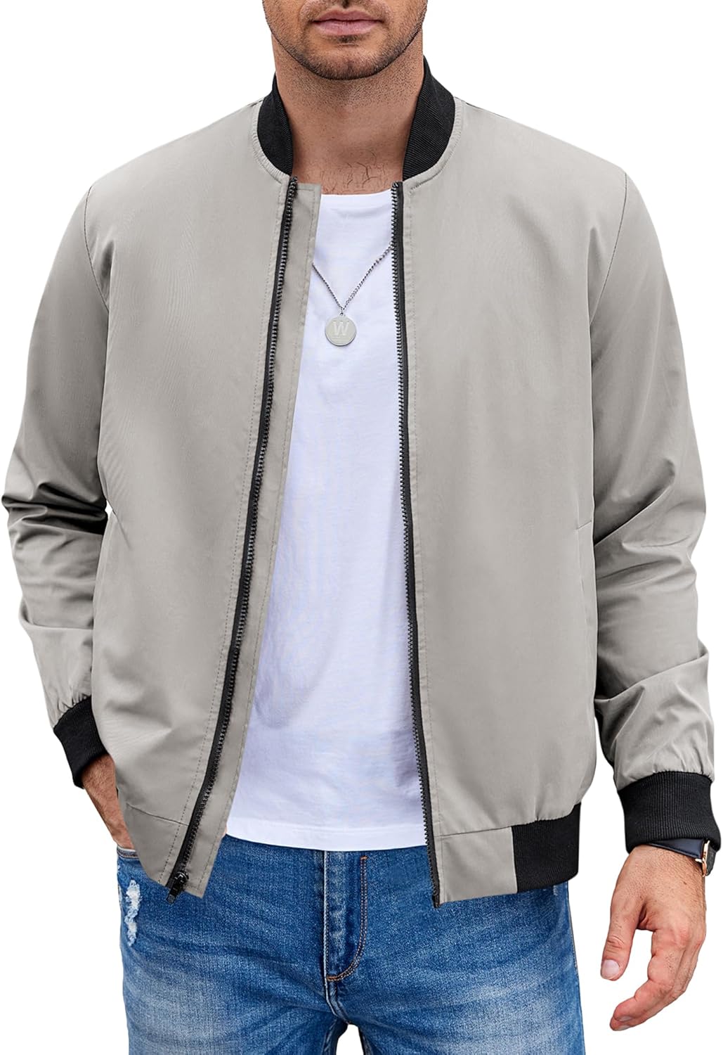 COOFANDY Men Bomber Jacket Lightweight Windbreaker Jackets Casual Softshell Flight Fashion Winter Fall Coat with Pocket