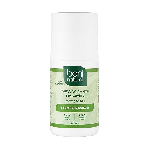 Desodorante Roll-On sem Alumínio, Natural, Vegetal e Vegano, Coco e Toranja, Boni Natural, 55ml