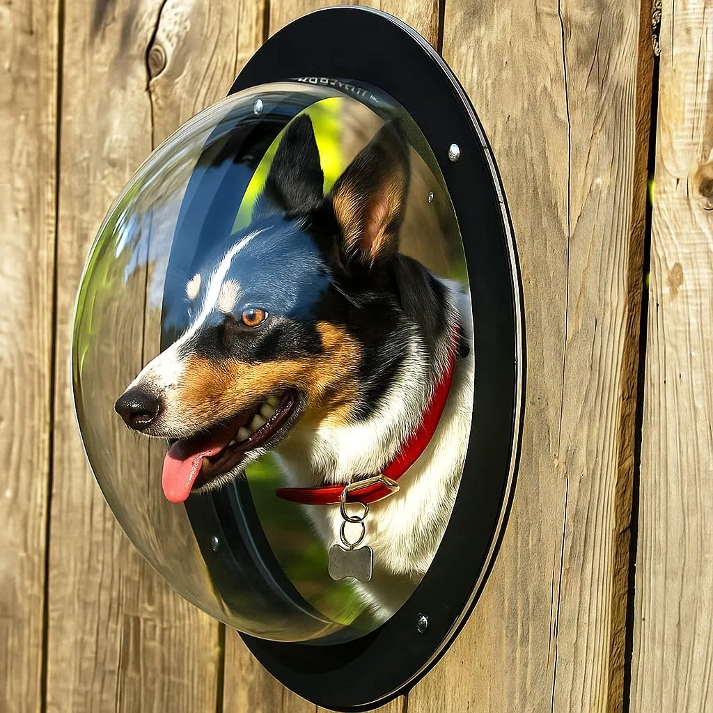 H&B Luxuries Durable Acrylic Dome Dog Window for Fence to View Outside for Satisfying Curious Pets FW058