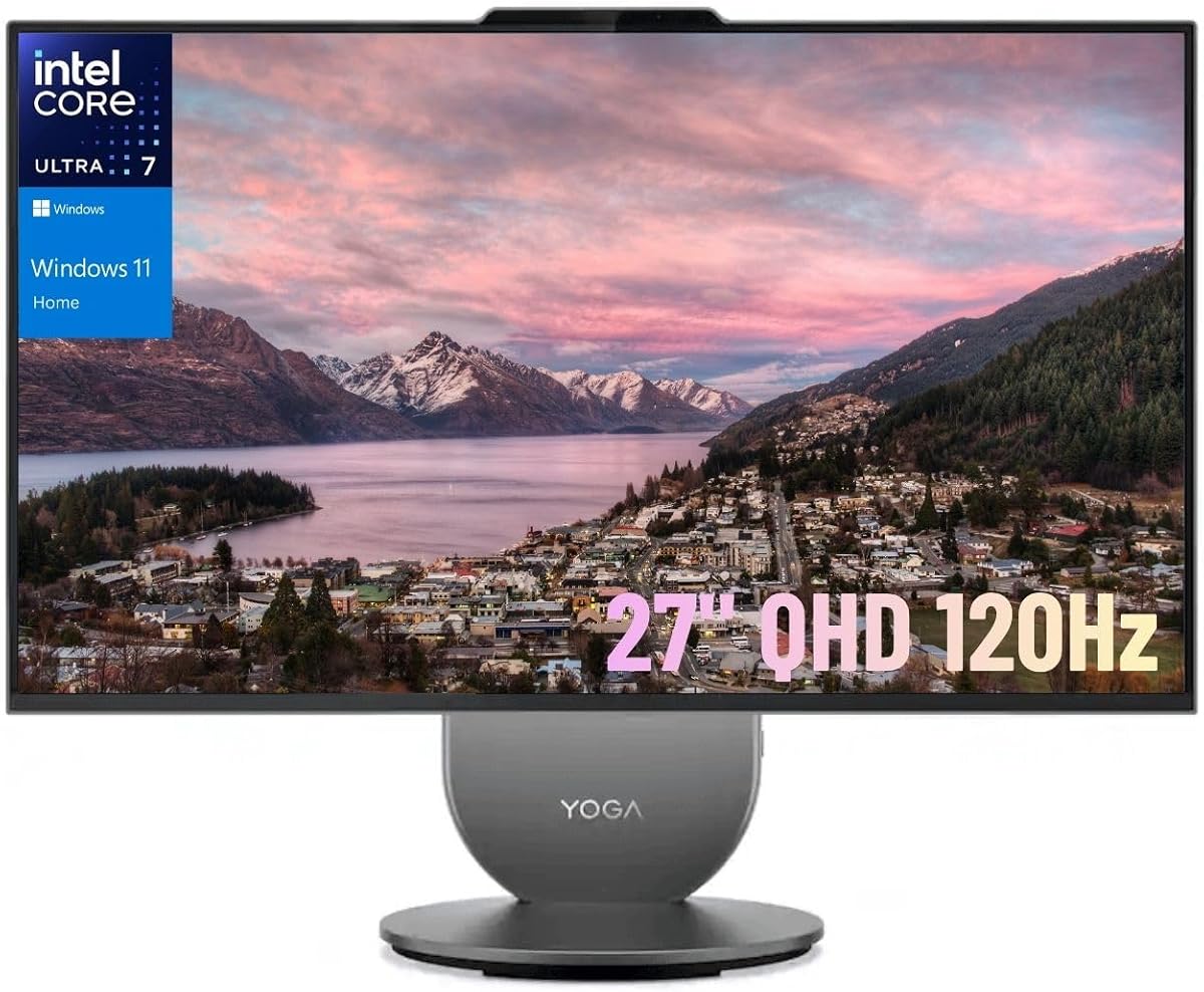 Computadora todo en uno Lenovo Yoga AIO Premium, 27" QHD 120Hz, Intel Core Ultra 7 255H, 16GB RAM, 1TB SSD, Windows 11 Home