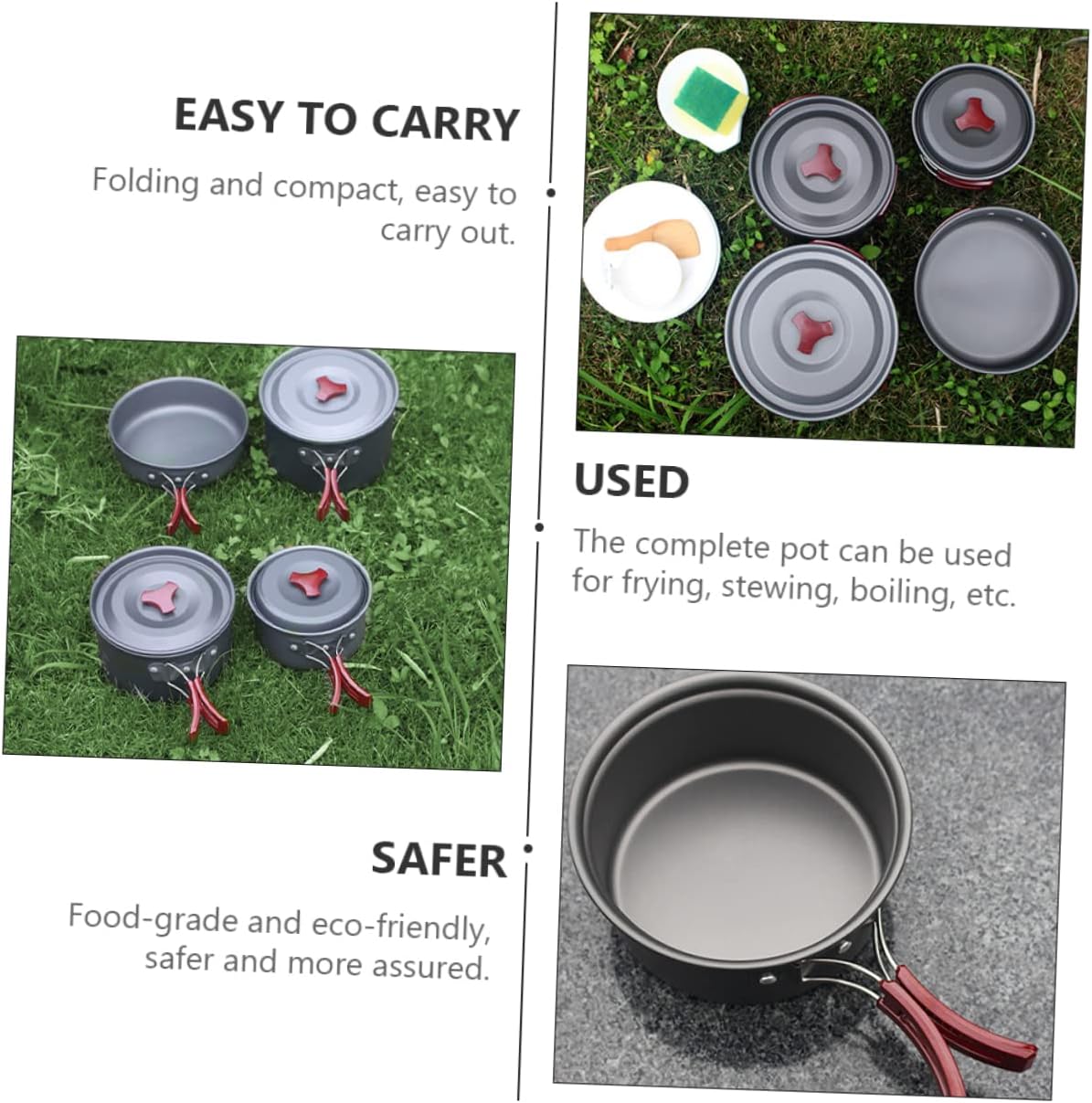 YARNOW 1set Folding Camping Cookware for People Compact and Lightweight Outdoor Rivets for Backpacking Hiking and Picnics