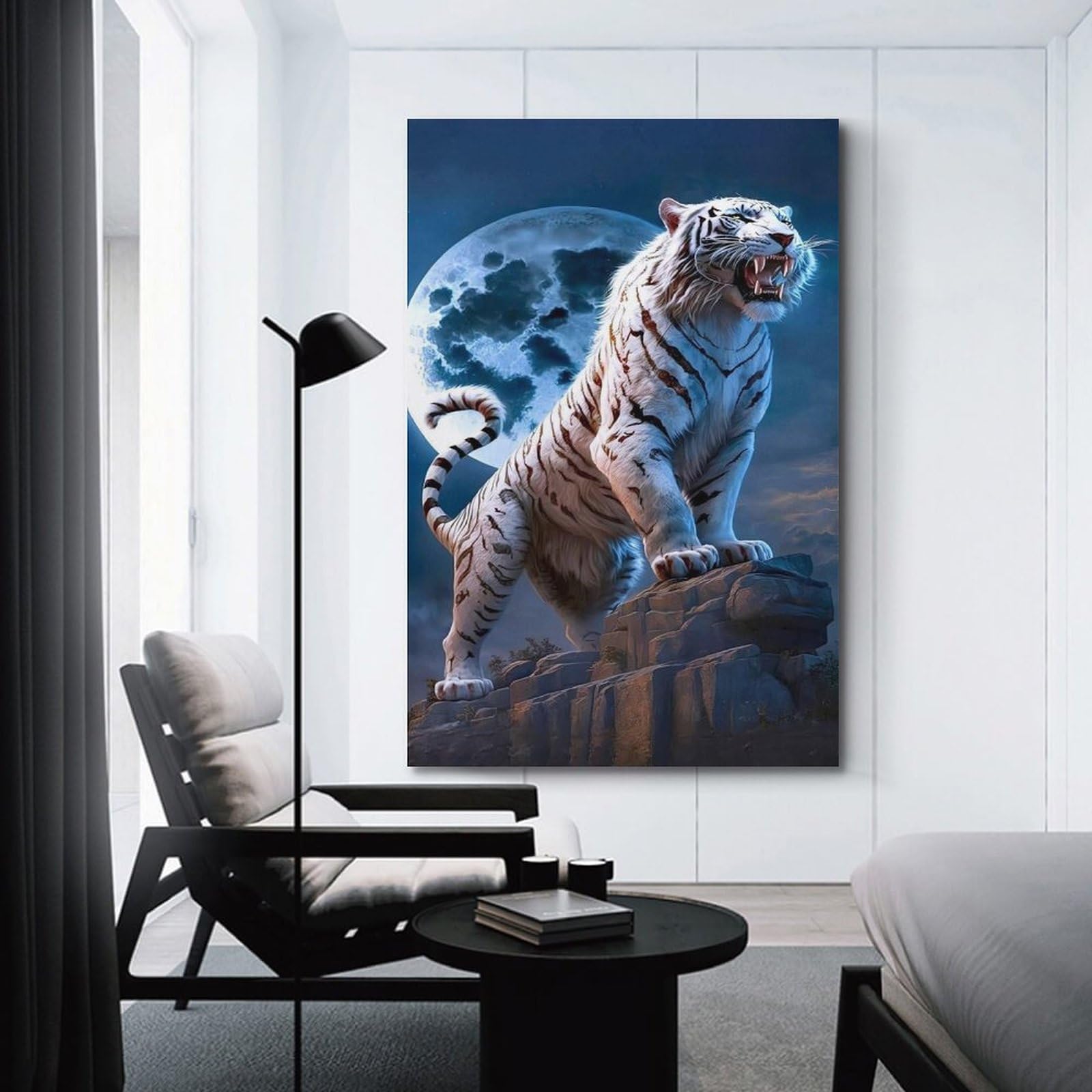 Amazon.co.jp: 月と虎のアートポスター ポスター装飾絵画キャンバス壁