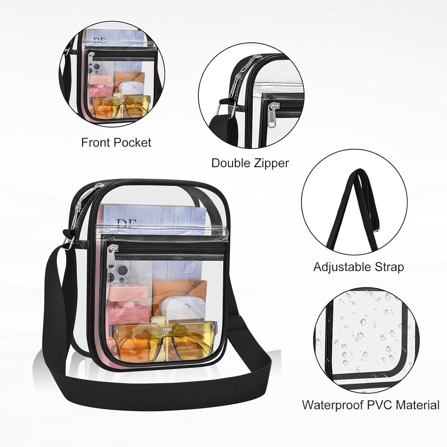 USPECLARE Clear Purse Bag for Stadium Events Clear Messenger Bag for Men and Women - Image 3