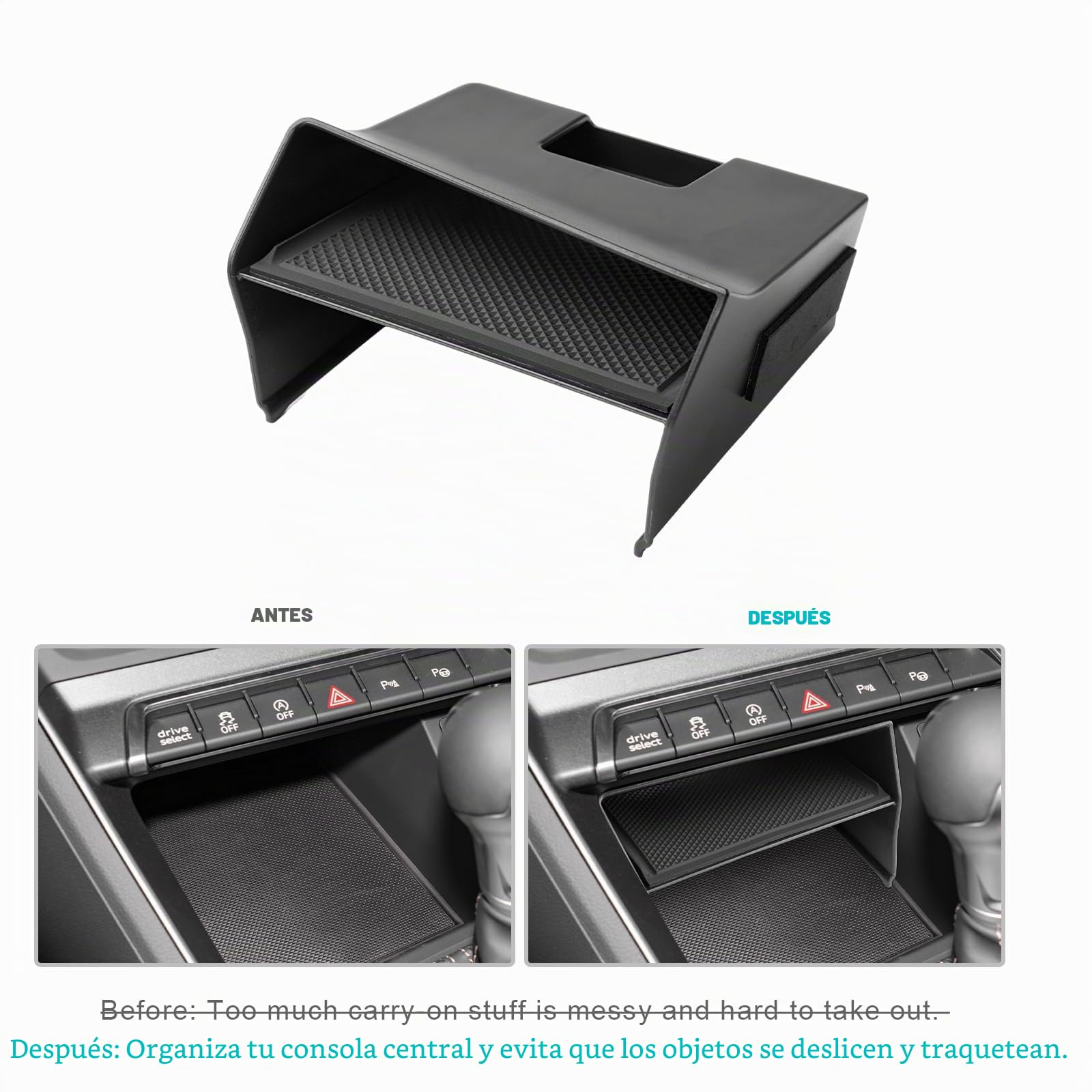 CDEFG Compatible con Audi Q3 F3 2019-2022 2023 2024 2025 consola central organizador caja de almacenamiento Q3 F3 guantera inferior la consola central Q3 F3 mk2 Sportback 2025 Accesorios