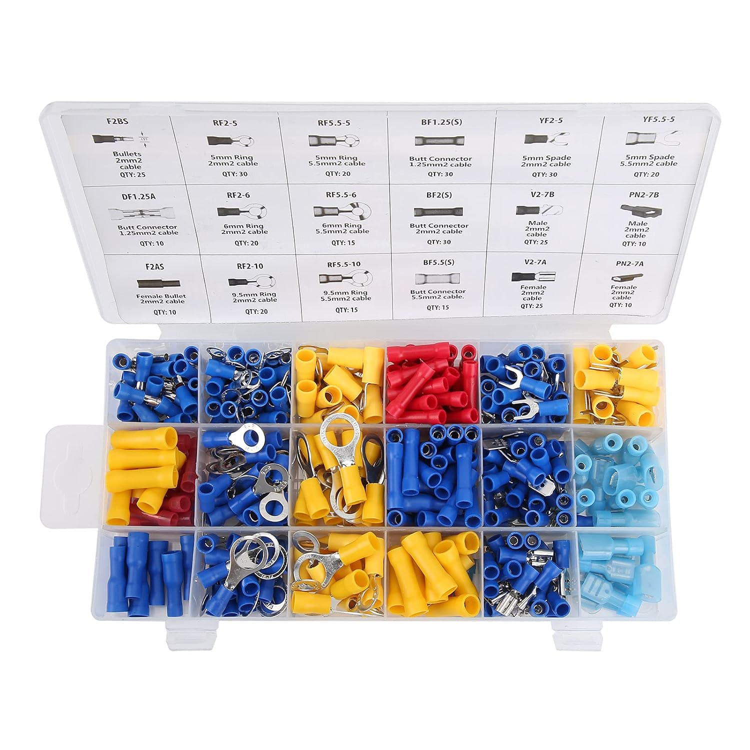 Brilluxa Electrical Terminals, 360PCS Brass Fork Spade Connectors Wire Crimp Terminal Assortment, Quick Disconnect Terminal Kit for Automotive Wiring Repair and Electrical Maintenance