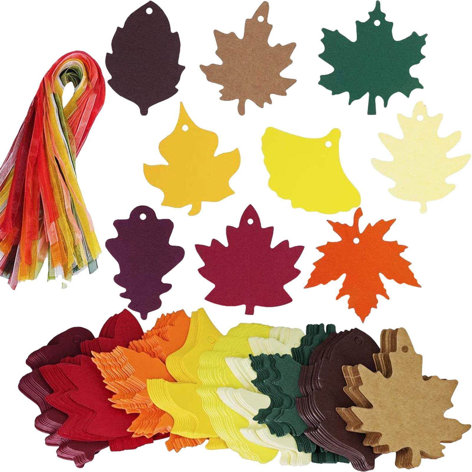 9 Models Of 9 Colors And 180 Pieces Of Random Colo Tags, Tags Maple Leaves Favor Paper Tags With Twine - Thank You Tags Name Tags Blank Cards For Autumn, Wedding And Fall