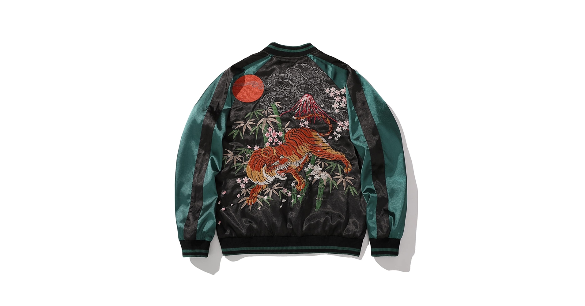 Tiger Embroidered Jacket Men's Baseball Street Style,Green,M