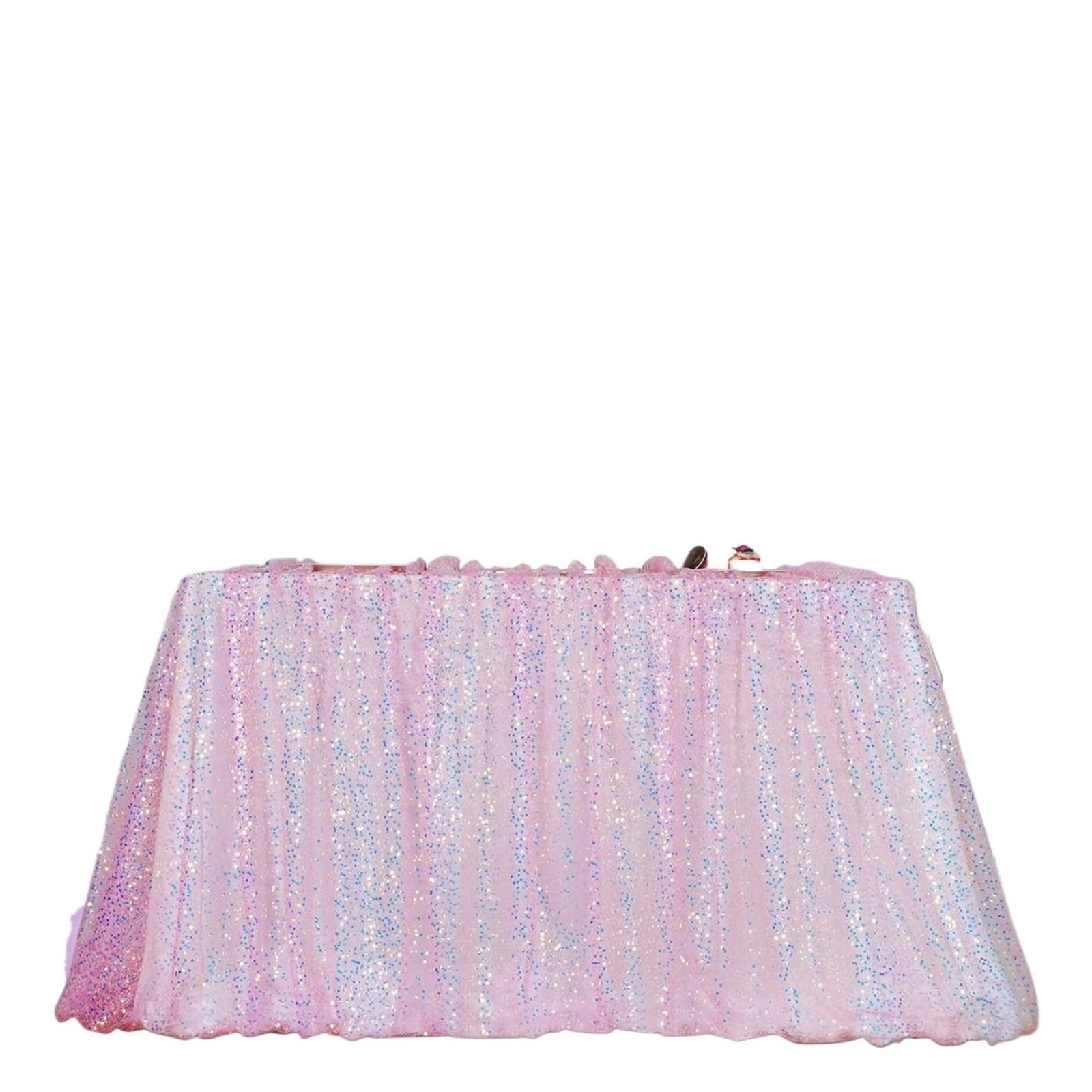 EKalgretrA Sequin Tablecloth Glitter Sequin tablecloth Table Runner for Party Wedding Holiday Decoration Cloth(Pink,125x250cm)