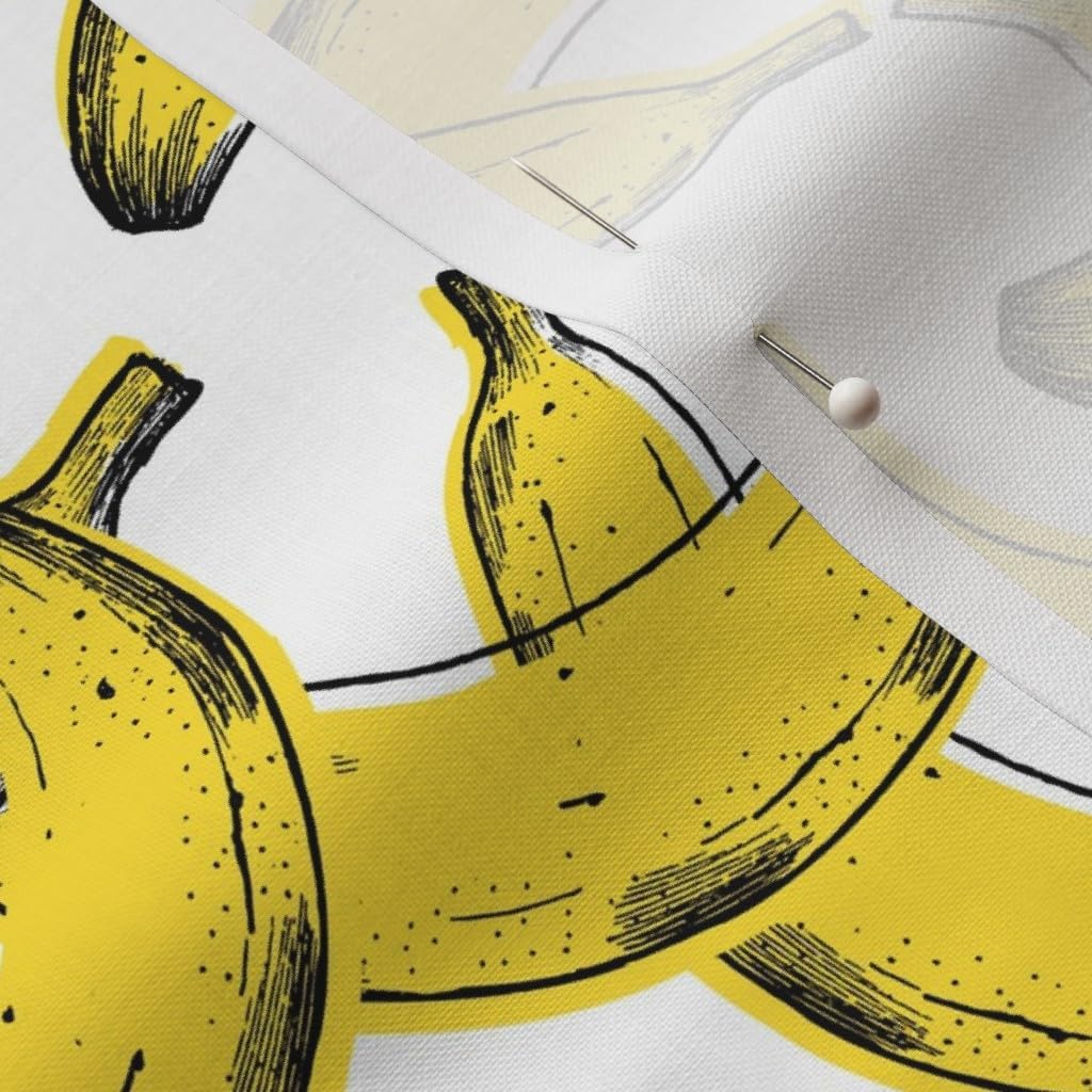 Spoonflower Fabric - Banana 1990S Print Summer Pop Retro Kitchen Food Printed on Petal Signature Cotton Fabric Fat Quarter - Sewing Quilting Apparel Crafts Decor