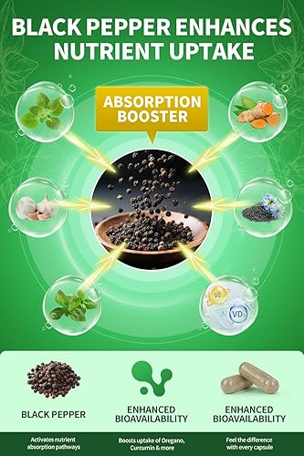 Miniatura 6 de Cápsulas de albahaca sagrada con aceite de orégano, aceite de semilla negra, ajo y cúrcuma, 180 unidades, 1 paquete