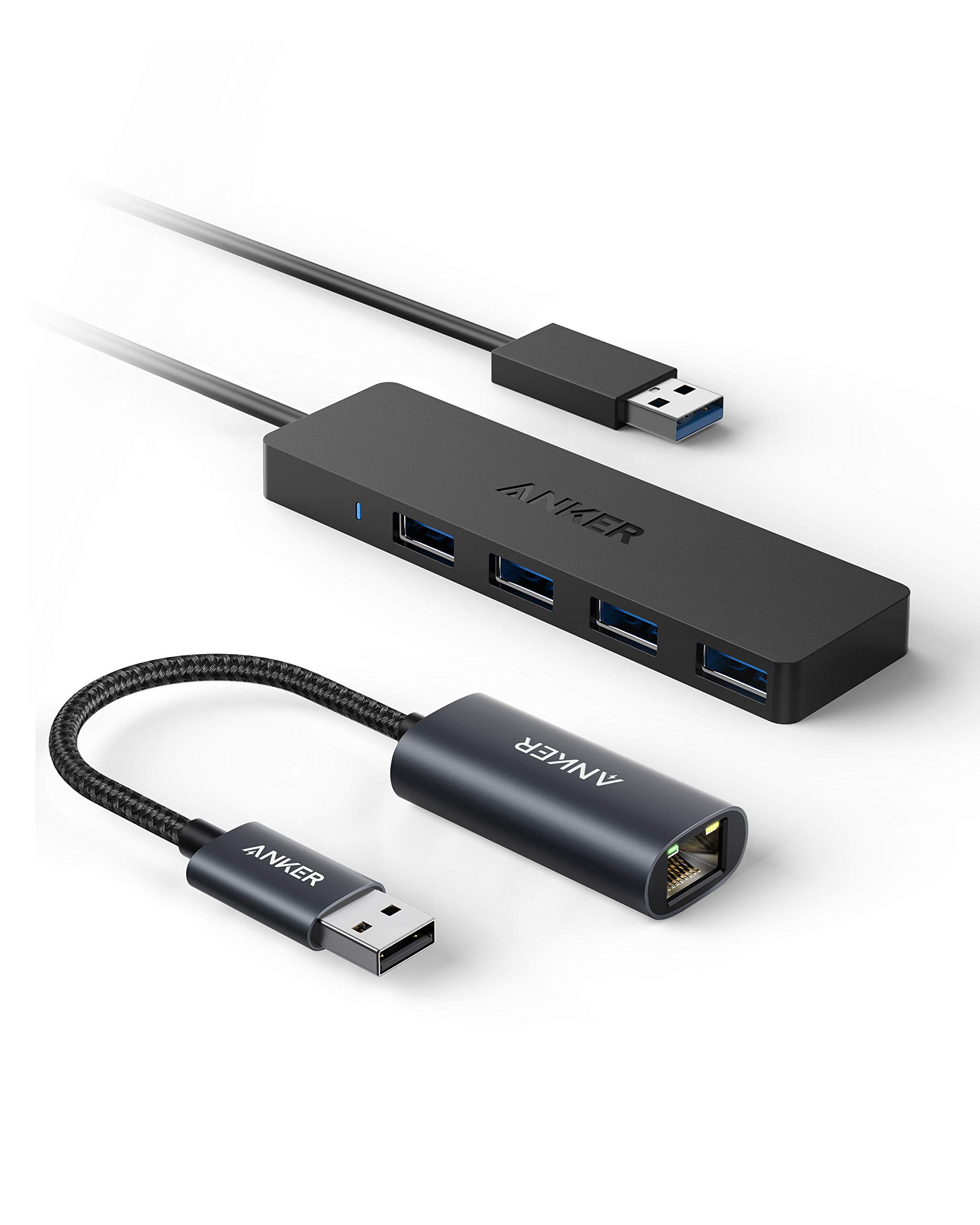 Buy Anker USB 3.0 to Ethernet Adapter & 4-Port Data Hub Bundle, Ultra ...