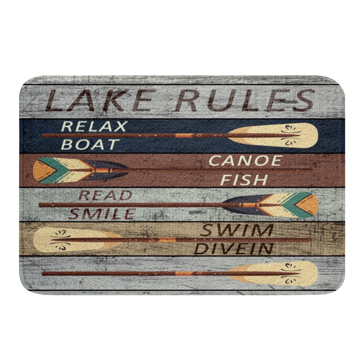 16"x24" Lake Rules Bath Mats for Bathroom Lake Life Bathroom Rugs for Kids Women Men Ultra Soft Farmhouse Decor Bath Rugs for Shower Tub Set Rustic