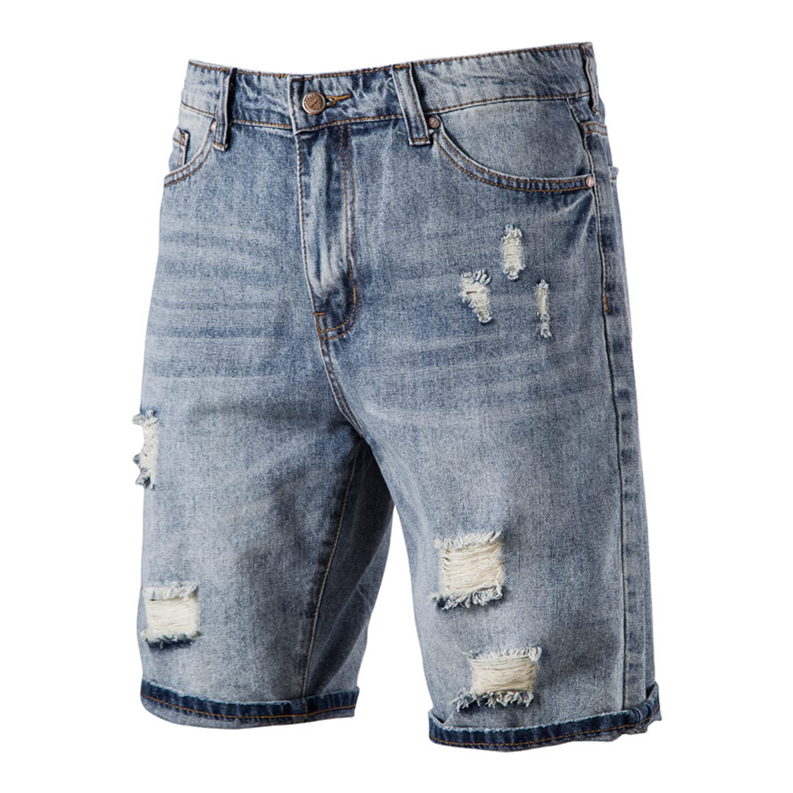 NUSGEAR 2022 Pantalones Cortos Vaquero Hombre Verano Casual Moda Trabajo Pantalones Rotos Jeans Pants Deporte Jogging Shorts de Mezclilla Fitness Chandal Hombre Ropa de Hombre Pantalones de Trekking Playa