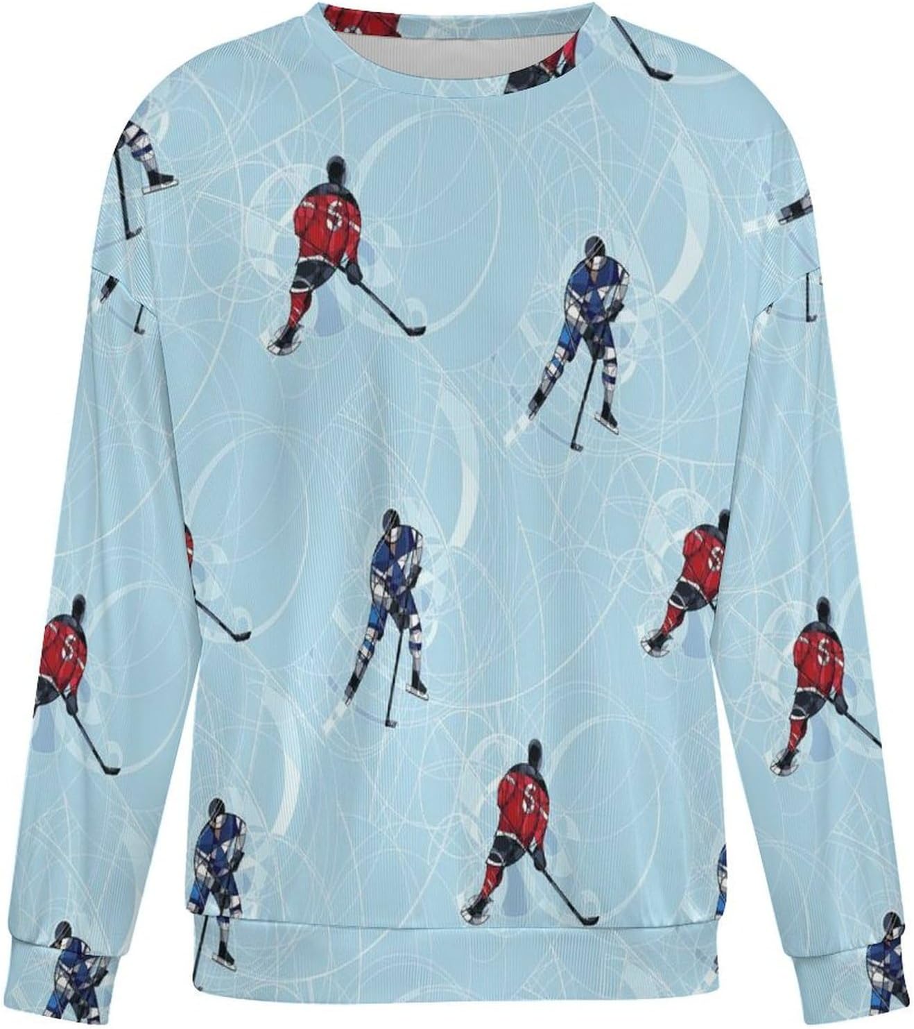 Ice Hockey Players Men's Sweatshirt Crewneck Pullover Long Sleeve T Shirts Top